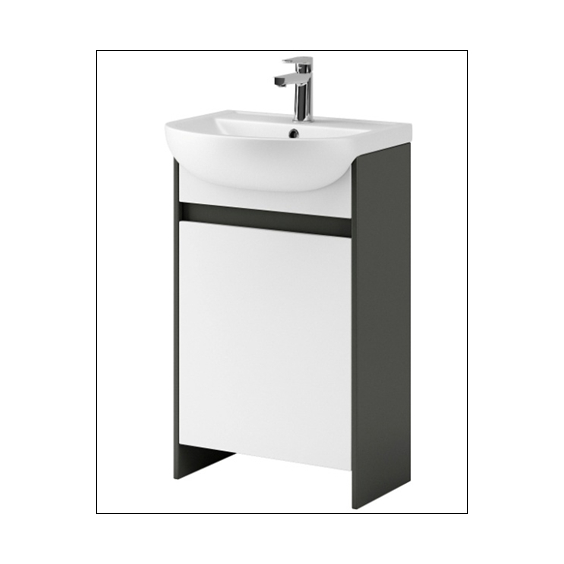 Тумба AQUARIUS Fine 50 см Графіт/Білий на ніжках з умивальником Артеко 50 Тумба AQUARIUS Fine 50 см Графіт/Білий на ніжках з умивальником Артеко 50