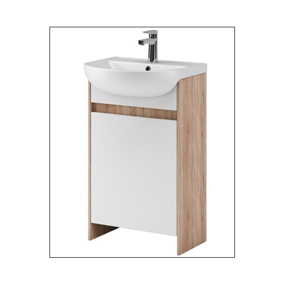 Тумба AQUARIUS Fine 50 см Дуб/Білий на ніжках з умивальником Артеко 50 Тумба AQUARIUS Fine 50 см Дуб/Білий на ніжках з умивальником Артеко 50