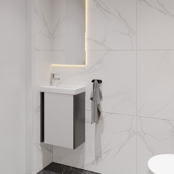 Тумба AQUARIUS Fine 40 см Графіт/Білий підвісна з умивальником Комо 40 Тумба AQUARIUS Fine 40 см Графіт/Білий підвісна з умивальником Комо 40