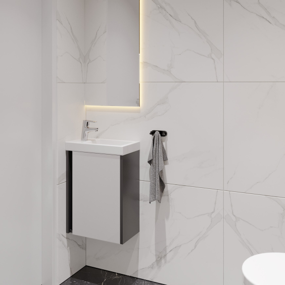 Тумба AQUARIUS Fine 40 см Графіт/Білий підвісна з умивальником Комо 40 Тумба AQUARIUS Fine 40 см Графіт/Білий підвісна з умивальником Комо 40