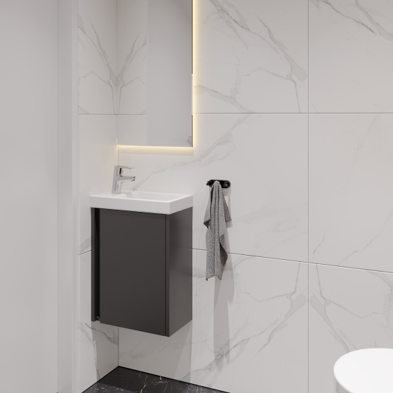 Тумба AQUARIUS Fine 40 см Графіт з умивальником Комо 40 Тумба AQUARIUS Fine 40 см Графіт з умивальником Комо 40