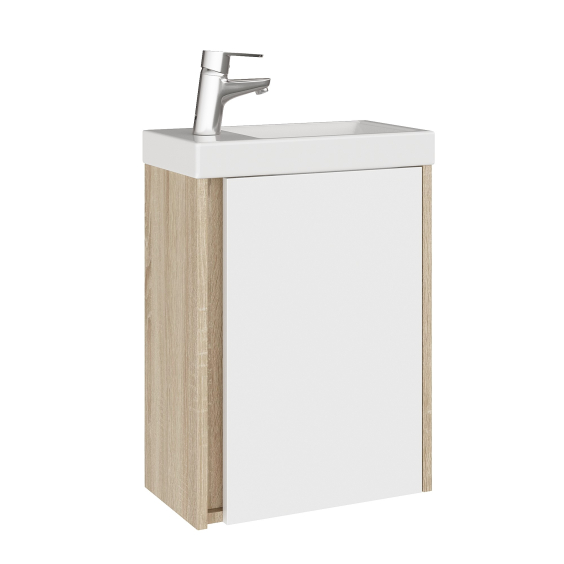 Тумба AQUARIUS Fine 40 см Дуб Сонома/Білий підвісна з умивальником Комо 40 Тумба AQUARIUS Fine 40 см Дуб Сонома/Білий підвісна з умивальником Комо 40