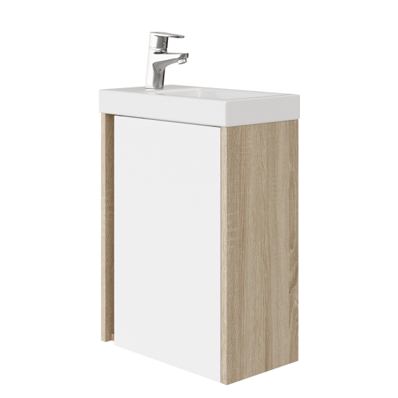 Тумба AQUARIUS Fine 40 см Дуб Сонома/Білий підвісна з умивальником Комо 40 Тумба AQUARIUS Fine 40 см Дуб Сонома/Білий підвісна з умивальником Комо 40