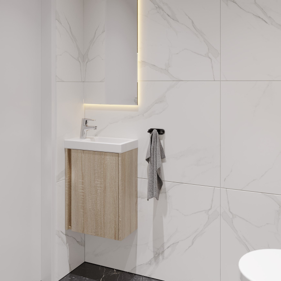 Тумба AQUARIUS Fine 40 см Дуб Сонома з умивальником Комо 40 Тумба AQUARIUS Fine 40 см Дуб Сонома з умивальником Комо 40