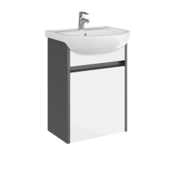 Тумба AQUARIUS Fine 50 см Графіт/Білий підвісна з умивальником Артеко 50 Тумба AQUARIUS Fine 50 см Графіт/Білий підвісна з умивальником Артеко 50