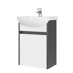 Тумба AQUARIUS Fine 50 см Графіт/Білий підвісна з умивальником Артеко 50 Тумба AQUARIUS Fine 50 см Графіт/Білий підвісна з умивальником Артеко 50