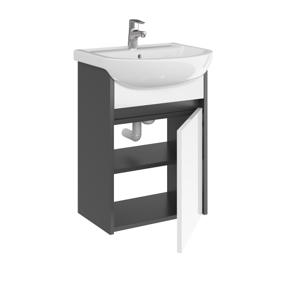 Тумба AQUARIUS Fine 50 см Графіт/Білий підвісна з умивальником Артеко 50 Тумба AQUARIUS Fine 50 см Графіт/Білий підвісна з умивальником Артеко 50