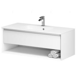Тумба AQUARIUS KOMO 100 навісна (поличка) Білий з умивальником Vero (W)