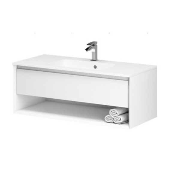 Тумба AQUARIUS KOMO 80 навісна (поличка) Білий з умивальником Vero (W)