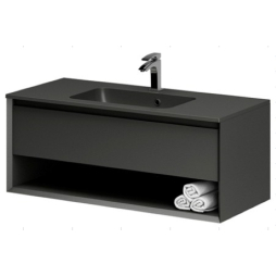 Тумба AQUARIUS KOMO 80 навісна (поличка) Graphite з умивальником Vero 