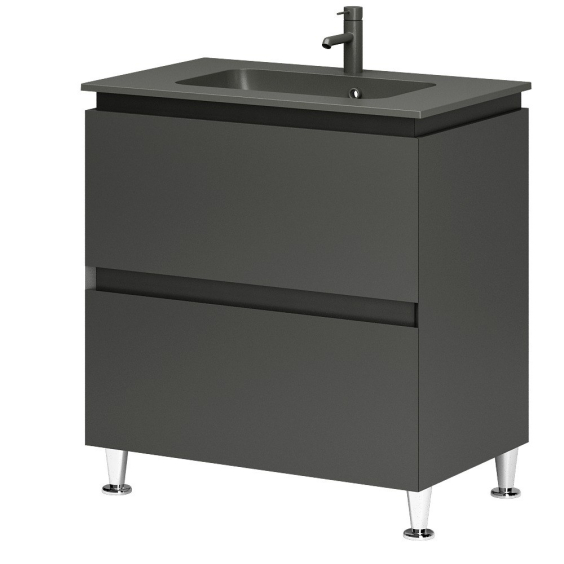 Тумба AQUARIUS LORETTO 100 на ніжках Graphite з умивальником Plaza Тумба AQUARIUS LORETTO 100 на ніжках Graphite з умивальником Plaza