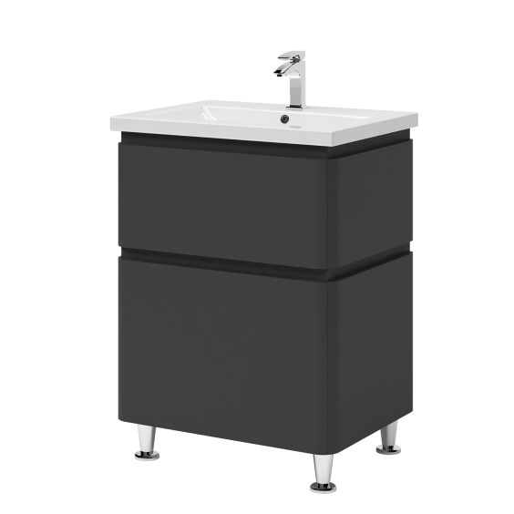 Тумба Modena на ніжках з умивальником Комо 60 Графіт Тумба Modena на ніжках з умивальником Комо 60 Графіт