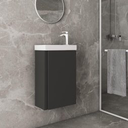 Тумба MONA 40 см Навісна Графіт з умивальником Комо 40 Тумба MONA 40 см Навісна Графіт з умивальником Комо 40