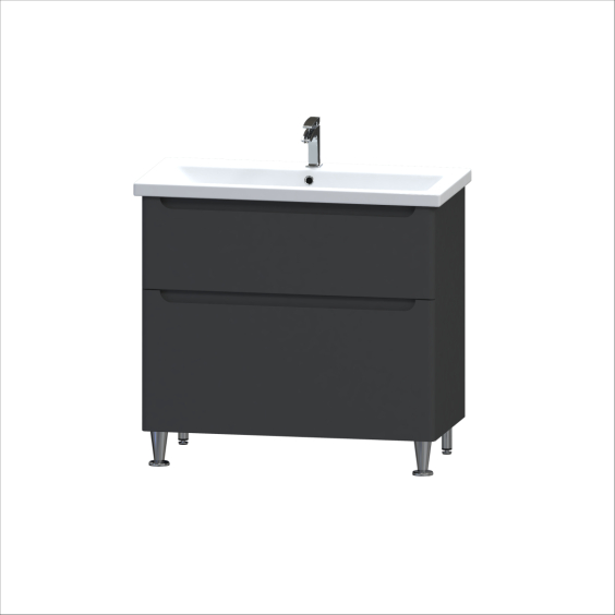 Тумба POLA 90 см на ніжках (Графіт) з умивальником Комо 90