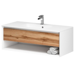 Тумба AQUARIUS RIMINI 100 навісна (поличка) Біла з умивальником Vero (W)