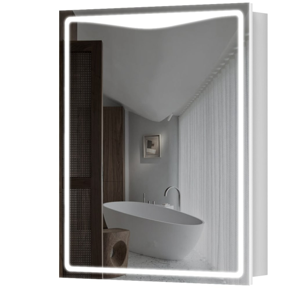 Дзеркальна шафа Aquarius Савойя 60 з LED підсвіткою (Білий) Дзеркальна шафа Aquarius Савойя 60 з LED підсвіткою (Білий)