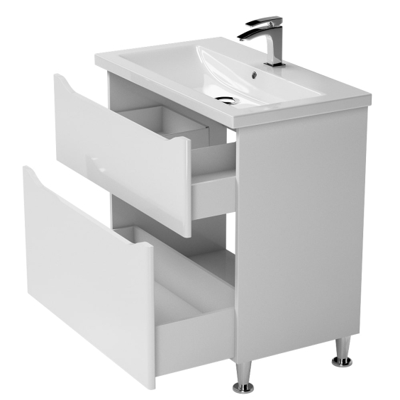 Тумба Савойя на ніжках з умивальником Комо 80 Білий Тумба Савойя на ніжках з умивальником Комо 80 Білий