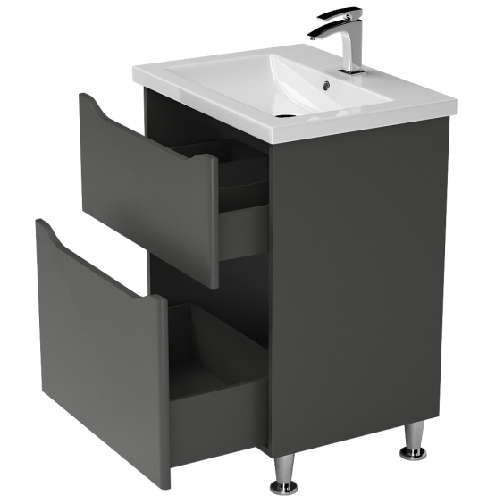 Тумба Савойя на ніжках з умивальником Комо 60 Графіт Тумба Савойя на ніжках з умивальником Комо 60 Графіт