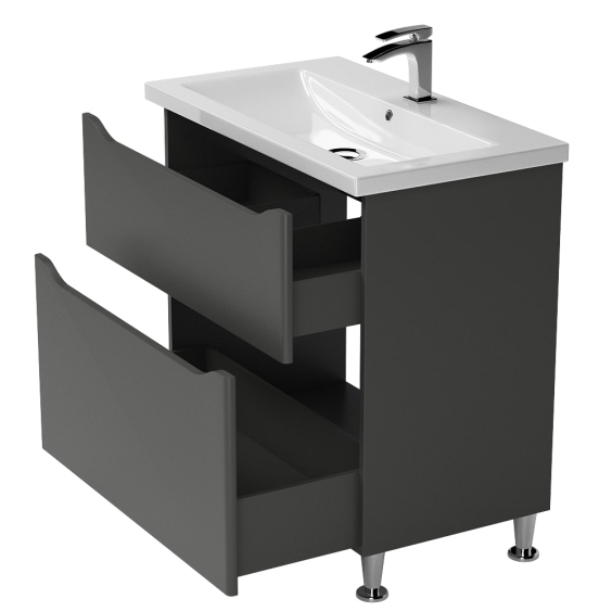 Тумба Савойя на ніжках з умивальником Комо 80 Графіт Тумба Савойя на ніжках з умивальником Комо 80 Графіт
