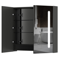 Дзеркальна шафа Aquarius Silver з LED підсвіткою 80 (Графіт) Дзеркальна шафа Aquarius Silver з LED підсвіткою 80 (Графіт)