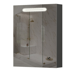 Дзеркальна шафа Aquarius Teffi з LED підсвіткою 60 (Графіт) Дзеркальна шафа Aquarius Teffi з LED підсвіткою 60 (Графіт)