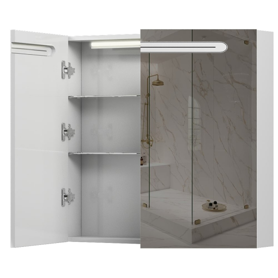 Дзеркальна шафа Aquarius Teffi з LED підсвіткою 80 (Білий) Дзеркальна шафа Aquarius Teffi з LED підсвіткою 80 (Білий)