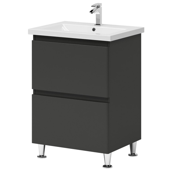 Тумба Teffi на ніжках з умивальником Комо 60 Графіт Тумба Teffi на ніжках з умивальником Комо 60 Графіт