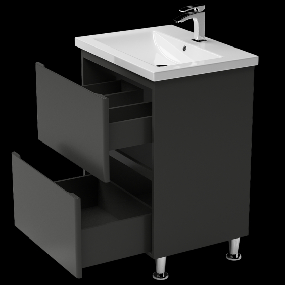 Тумба Teffi на ніжках з умивальником Комо 60 Графіт Тумба Teffi на ніжках з умивальником Комо 60 Графіт