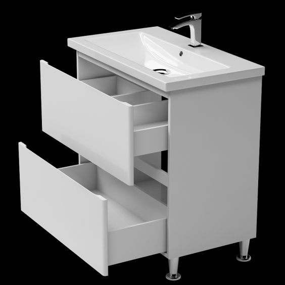 Тумба Teffi на ніжках з умивальником Комо 80 Білий Тумба Teffi на ніжках з умивальником Комо 80 Білий