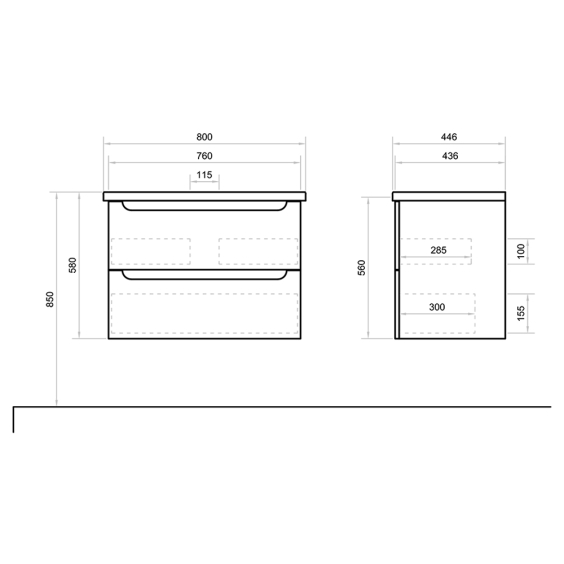 Тумба POLA 80 см підвісна з умивальником Комо 80