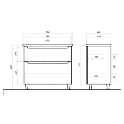 Тумба POLA 90 см на ніжках (Графіт) з умивальником Комо 90 Тумба POLA 90 см на ніжках (Графіт) з умивальником Комо 90
