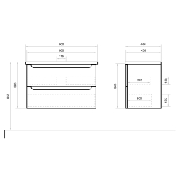 Тумба POLA 90 см підвісна (Графіт) з умивальником Комо 90 Тумба POLA 90 см підвісна (Графіт) з умивальником Комо 90